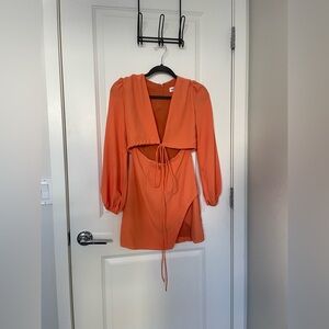 Superdown Orange Long Sleeve Cutout Dress